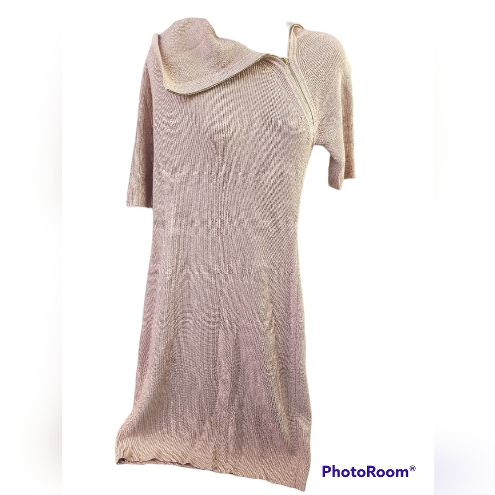Womens Calvin Klein light sweater dress with gold accent size S